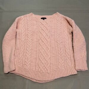 Banana Republic Pink Cable Fisherman Preppy Y2K Sweater XL Cute Barbie Coquette-